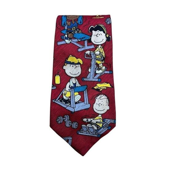 Peanuts Charlie Brown Gym Workout Necktie No Pain No Gain Multicolor - Picture 1 of 3